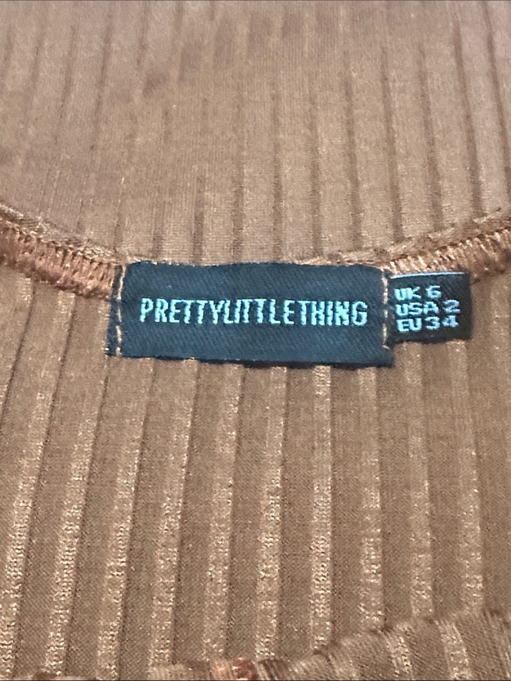PrettyLittleThing Rust Brown Ribbed Maxi Dress - Picture 7 of 8